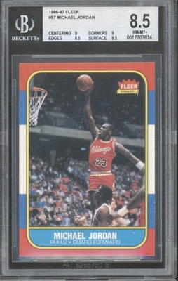 Baloncesto Fleer 1986 #57 Michael Jordan casi nuevo-como nuevo+ BGS 8,5 Foto 1 de 2