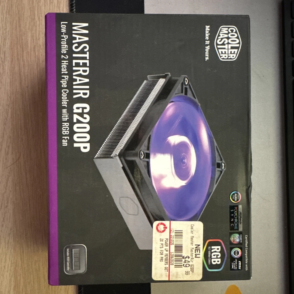 Cooler Master MasterAir G200P Disipador de calor CPU Enfriador VENTILADOR LED RGB DE BAJO PERFIL Intel Foto 1 de 2