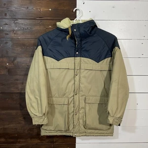 Vintage 70s L.L. Bean Cursive Logo Two Tone Down Puffer Jacket Men’s Medium - Picture 1 of 15