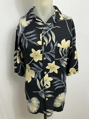 Camisa Hawaiana Jaxx Jaxx Para Hombres Lg Floral Abotonada 100% Seda Madera Botones Foto 1 de 4