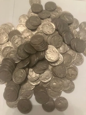 buffalo nickels coins lot 200 full dates no cull mixed dates and mint marks - Image 1 of 4