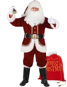 Weihnachtsmann Kostüm für Herren Deluxe Profi Nikolausanzug Erwachsene 11 Teile Rot M... - Bild 1 von 7