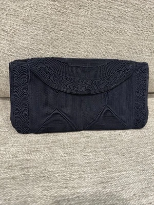 Bolso sin asas negro genuino Corde' Creations 1940 Art Deco bolso de noche cierre a presión Foto 1 de 4