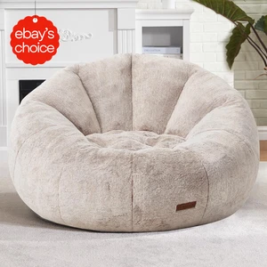 Large Bean Bag Couch Comfy Stuffed Sofa Chair for Adults Spacious Design Brown - Picture 1 of 10
