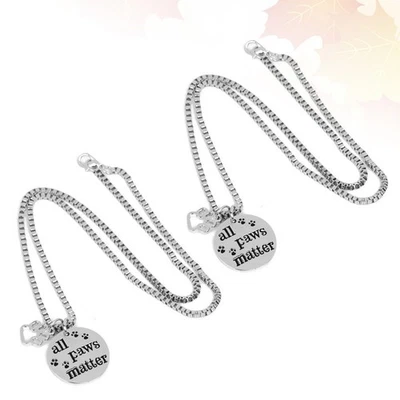  2 Pcs Collana Zampa Cane Ciondolo Per Cani Gioielli Animali Domestici - Immagine 1 di 4
