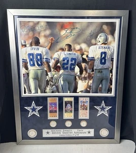 Cowboys Drillinge signiertes Foto Irvin Smith Aikman LE 47/99 gerahmt Echtheitszertifikat neuwertig 30 Zoll x 2 Fuß - Bild 1 von 12