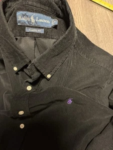 Grande chemise boutonnée homme vintage Ralph Lauren vert velours côtelé grunge années 90 - Photo 1/4