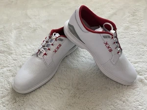 Scarpe da golf uomo taglia 10,5 Jordan ADG 5 bianco rosso fuoco FQ7874-101 - Foto 1 di 11