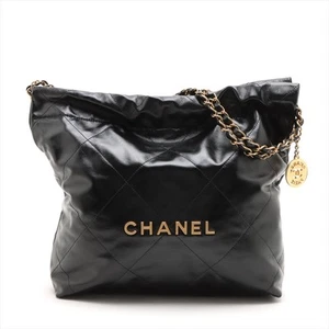 Chanel Chanel 22 Small shiny calfskin Chain Shoulder Bag Black Gold Metal Fittin - Picture 1 of 12