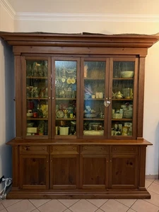 Credenza con vetrina in legno massello artigianale – 210x60 cm - Foto 1 di 1