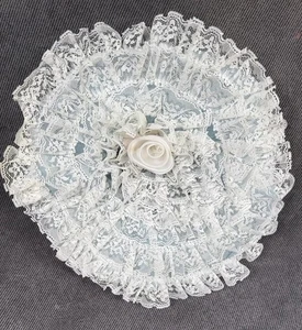 Antico berretto letto BONNET cappello donna pizzo vintage casetta da sposa - Foto 1 di 5