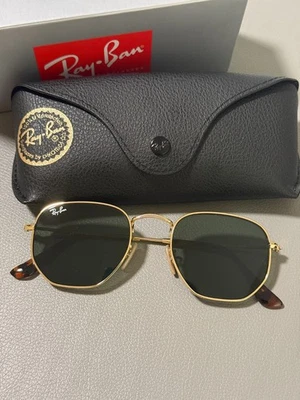 Gafas de sol Ray-Ban RB3548N hexagonales 51 mm verde lente G-15 marco de metal dorado Foto 1 de 3