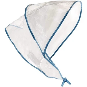 12-Pack Clear Waterproof Rain Bonnet Hat with Visor, Transparent with Blue Trim - Picture 1 of 9