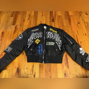 Chaqueta bomber First Row negra con parches - Imagen 1 de 4