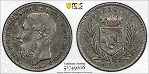 CONGO FREE STATE - 1887 AR 50 Centimes. PCGS Genuine - AU Details (92 cleaned) - Picture 1 of 1