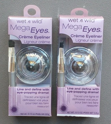 2 Wet n Wild MEGA EYES Creme Eyeliner Line And Define + Brush  886 BLACK NEW - image 1 of 3