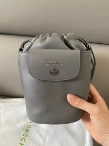 Longchamp Crossbody Rope Pull Bucket Bag 13.5cmx19cmx12cm gray - Picture 1 of 8