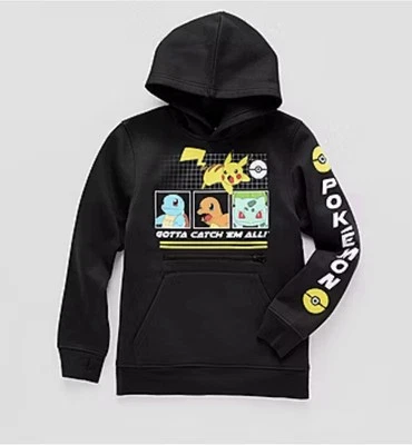 Kids Pokeman Fleece Hoodie (Small, Sz 8), Black - Image 1 of 2
