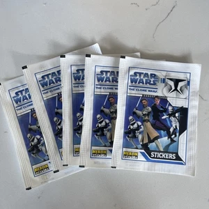 5x Merlin / Topps 2008 Star Wars: The Clone Wars ungeöffnet sealed Sticker Packets - Bild 1 von 1