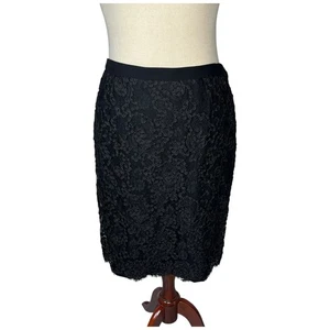 Escada Rock Gr. 44 12 schwarz Schurwolle Spitze Wirbel Applikation elegant Old Money - Bild 1 von 8
