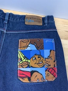 Vtg FUBU Platinum Denim Jeans Fat Albert Mens 38x34* Blue baggy Loose Y2K 11624 - Picture 1 of 14