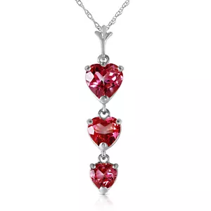  3.03 Carat 14k Solid White Gold Hand On Heart Pink Topaz Necklace - Picture 1 of 5