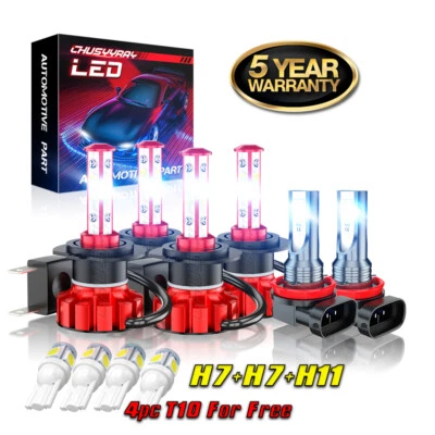 For Land Rover LR3 2005-2009 6000K LED Headlight High&Low + Fog Light Bulbs Kit - Image 1 of 4