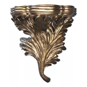 Vintage Gold verziert geschnitzt Harz Akanthus Blatt Regal 9" hoch Hollywood Regency - Bild 1 von 6