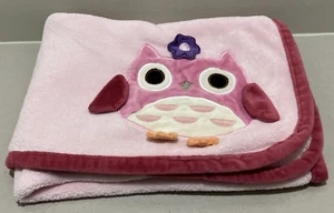 Tiddliwinks rosa Babydecke Eule weicher Plüschrand Lovey - Bild 1 von 9
