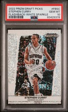 2022 Panini Prizm Draft Picks Stephen Curry White Sparkle PSA 10 SSP Flashback