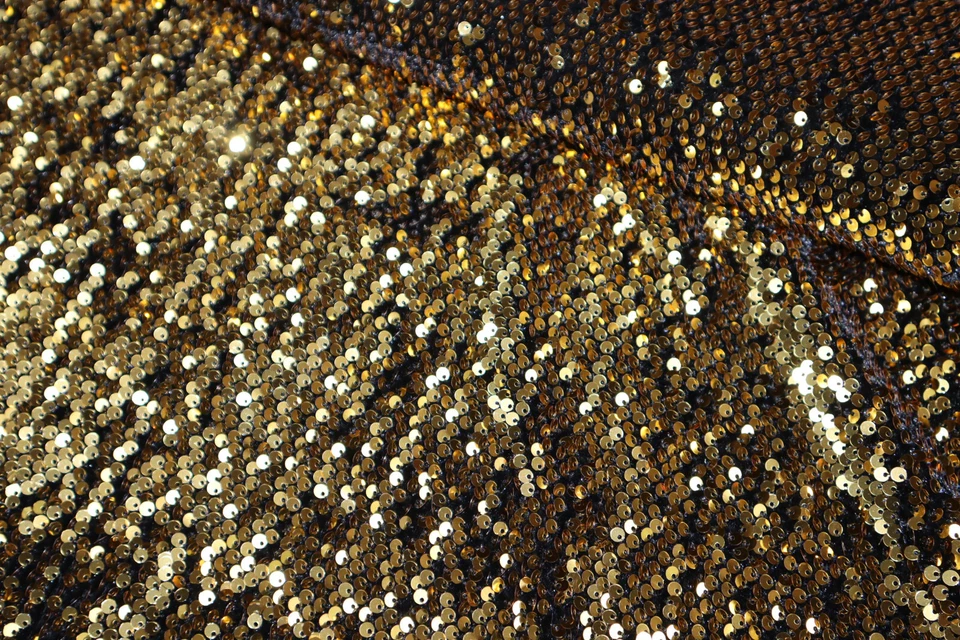 bestickter Stretch-Samt m. Pailletten, gold-schwarz, Br: ca. 126 cm, Mischgewebe - Bild 1 von 4