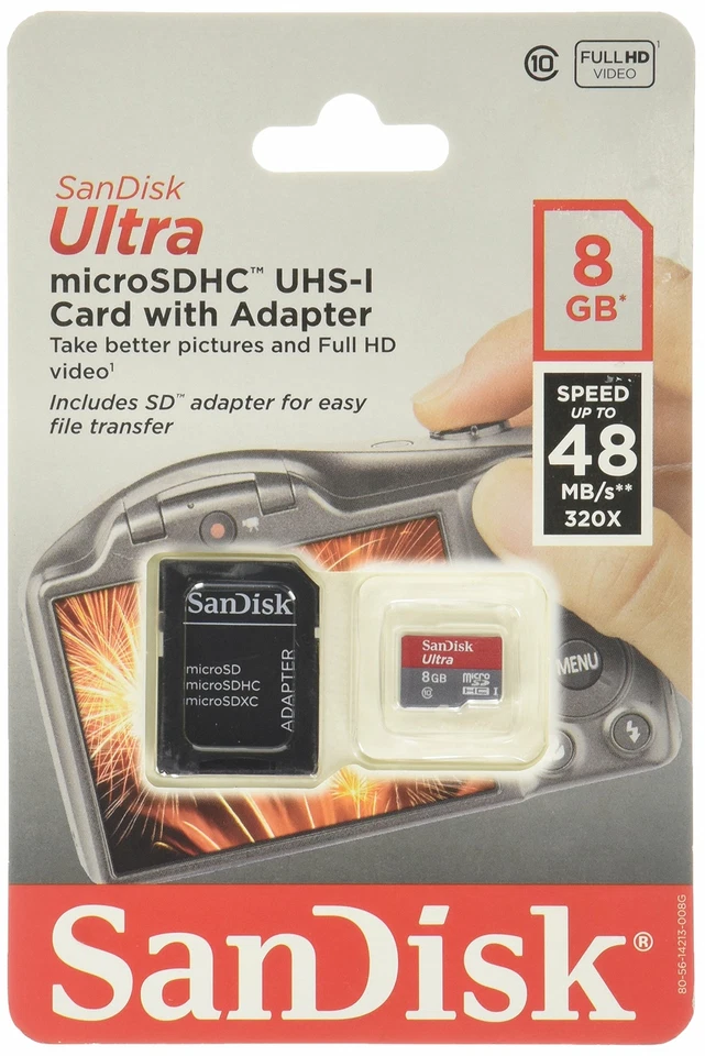 Sandisk 8GB Ultra MicroSDHC (SDSDQUI-008G-A46) - Image 1 of 1