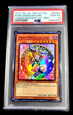 PSA 10 LEGENDARY DUELIST 1ST ED. RED 2022 DARK MAGICIAN GIRL LDS3-EN082 G4657-60 - Image 1 of 2