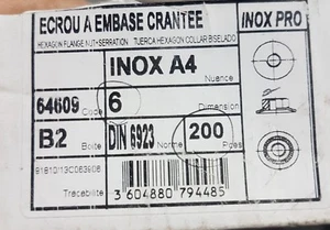 Hex Flange Nut M6 stainless steel 316 Metric Coarse box of 200 - Picture 1 of 2