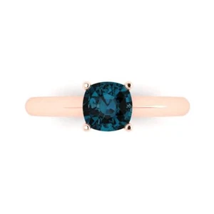 1 tcw Cushion Cut Vintage Engagement Ring, 14K Rose Gold Topaz Bridal Gift - Picture 1 of 15