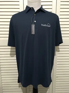 NWT Peter Millar Summer Comfort Short Sleeve Polo Shirt Blue Embroidered Large - Picture 1 of 7