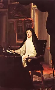 Oil painting queen mary anne of austria as a widow female portrait on canvas 36" - Picture 1 of 1