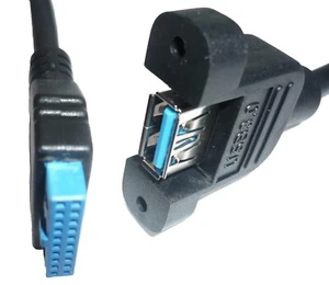 Câble encastré USB 3.0 rallonge interne 50 cm 19 broches en-tête prise DELOCK 83118 - Photo 1/2