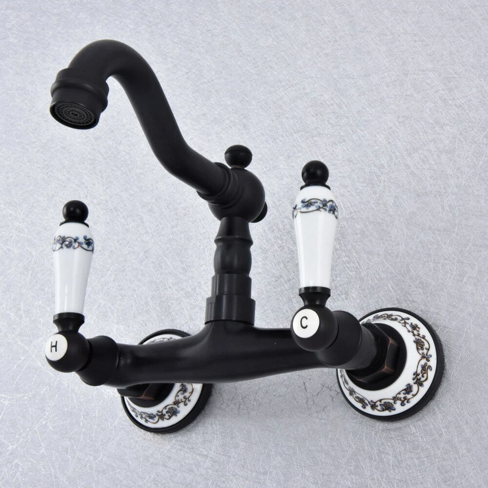 Wall Mounted Kitchen Bathroom Black Oil Rubbed Brass Mixer Tap Faucet ysf761 - Image 1 of 1