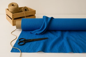 Blue (Crayola) Cotton-Linen Fabric by the Yard – Apparel, Decor & DIY Projects - Picture 1 of 10