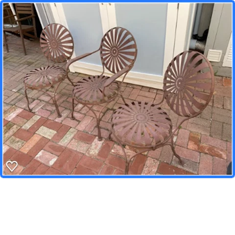 Vintage Francois Carre Antique (1930s) Spring Metal Chair sunburst design Cover