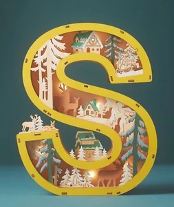 Anthropologie Wonderland Scene Monogram Light-Up Winter Decoration Letter S - Picture 1 of 8