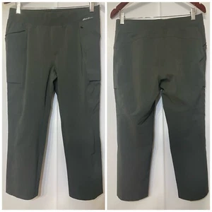 Eddie Bauer Women’s Trail Olive Green Pull-on Ankle Pants Zip & Cargo Pockets 8 - Picture 1 of 10