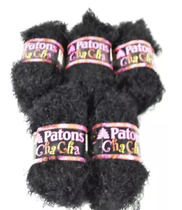 5 matassine - filato Patons Cha Cha - 100% nylon - 02015 - NIGHT CLUB - nero - Foto 1 di 3