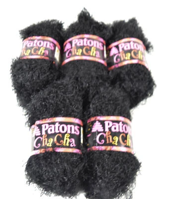 5 Skeins - Patons Cha Cha Yarn - 100% Nylon - 02015 - NIGHT CLUB - black - Image 1 of 3