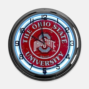 18" Ohio State Buckeyes Metal Sign Designed White Neon Clock - SIGNBOX-QLN720373 - Picture 1 of 11