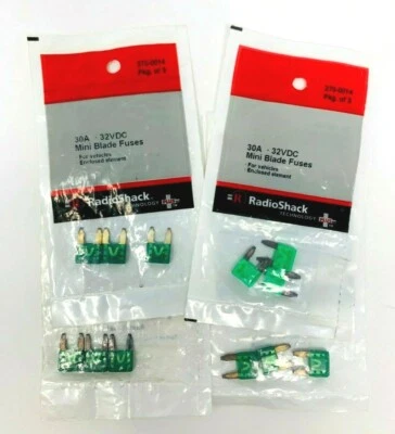 Лот из 4 предохранителей RadioShack 30 А Mini-Blade, упаковка 3 шт., #270-0014 — доставка сегодня! - Изображение 1 из 4