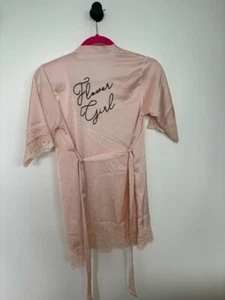 Girl's 6 Pink Satin "Flower Girl" Wedding Bridal Party Robe - Picture 1 of 6