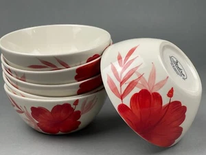 6 ciotole vintage Noritake Tundra gres porcellanato rosso floreale - Foto 1 di 5