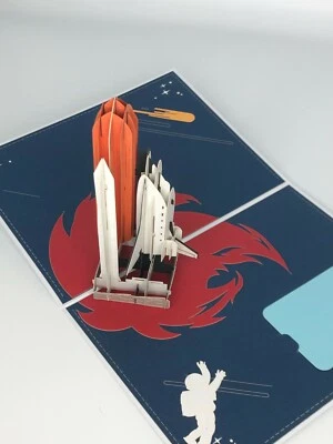 Shuttle 3D Pop Up Card Father's Day NASA Rocket Launch Space Moon Walk Birthday - Image 1 of 3